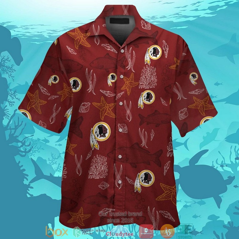 Washington_Redskins_fish_ocean_pattern_Hawaiian_Shirt_Short