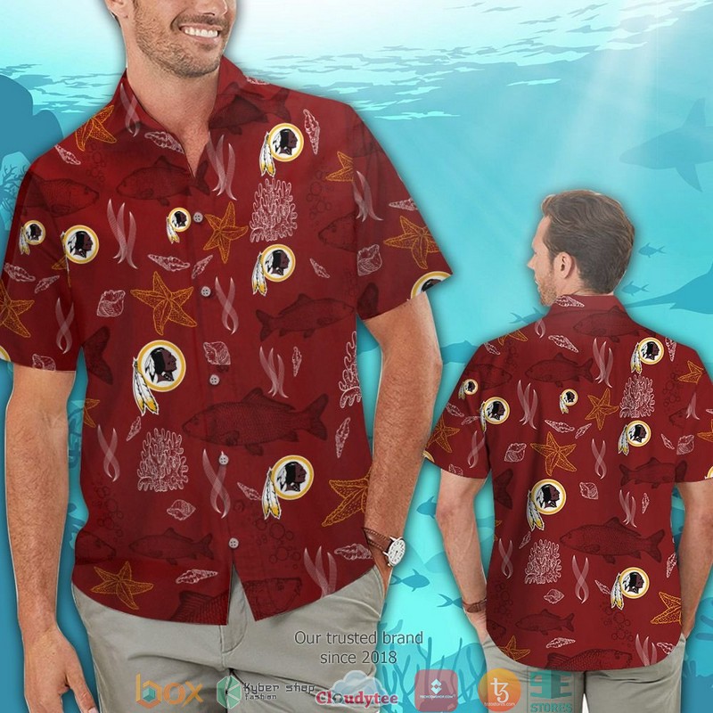 Washington_Redskins_fish_ocean_pattern_Hawaiian_Shirt_Short_1