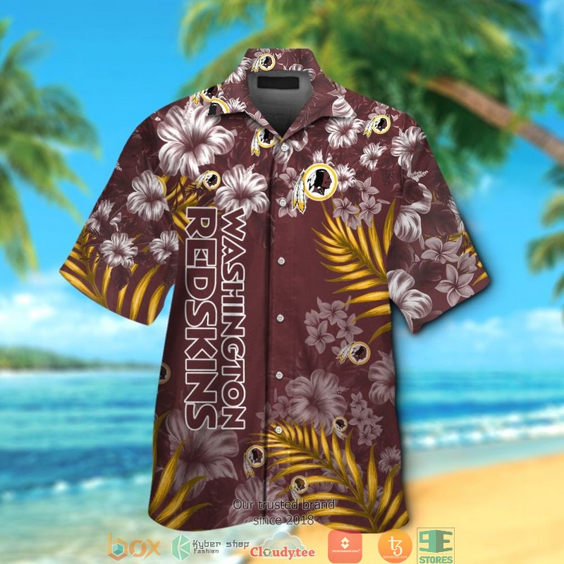 Washington_Redskins_hibiscus_leaf_Hawaiian_Shirt_Short