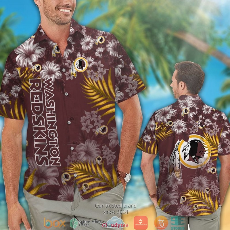 Washington_Redskins_hibiscus_leaf_Hawaiian_Shirt_Short_1
