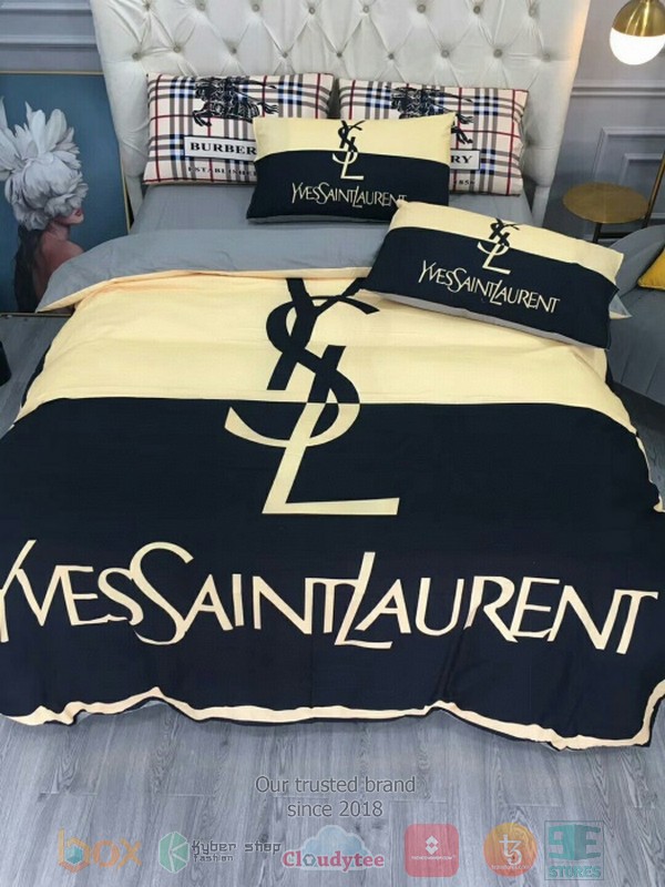 Ysl_Yves_Saint_Laurent_Luxury_Brand_navy_Bedding_Set
