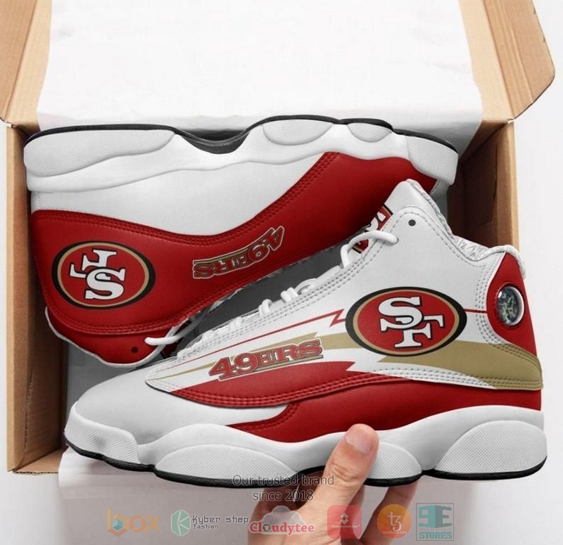 San_Francisco_49ers_NFL_Football_Team_white_red_Air_Jordan_13_shoes
