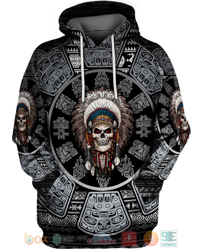 Skull_Chief_Pattern_Native_American_3D_Shirt_Hoodie