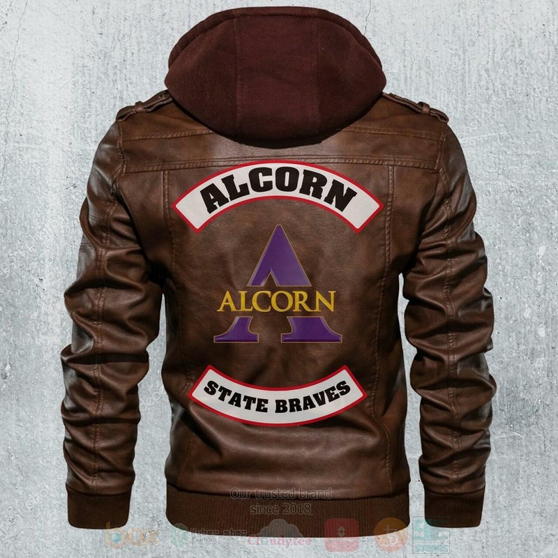 Alcorn_State_Braves_NCAA_Football_Motorcycle_Brown_Leather_Jacket