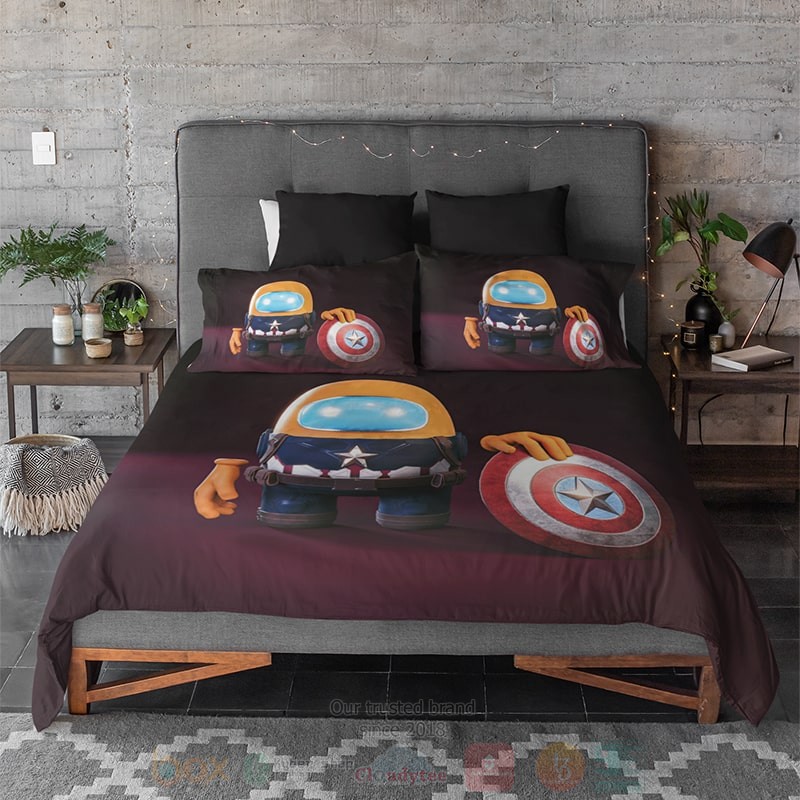 Among_Us_Captain_America_Shield_Crossover_Gaming_Bedding_Set_1