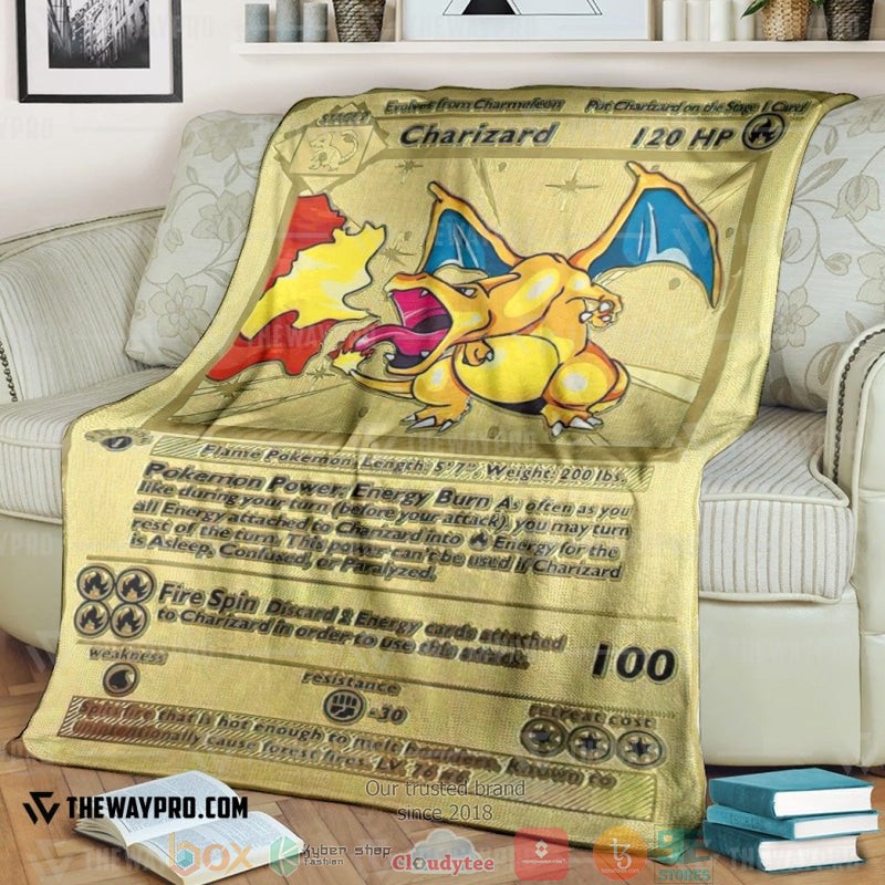 Anime_Pokemon_First_Edition_Charizard_Gold_Card_Soft_Blanket