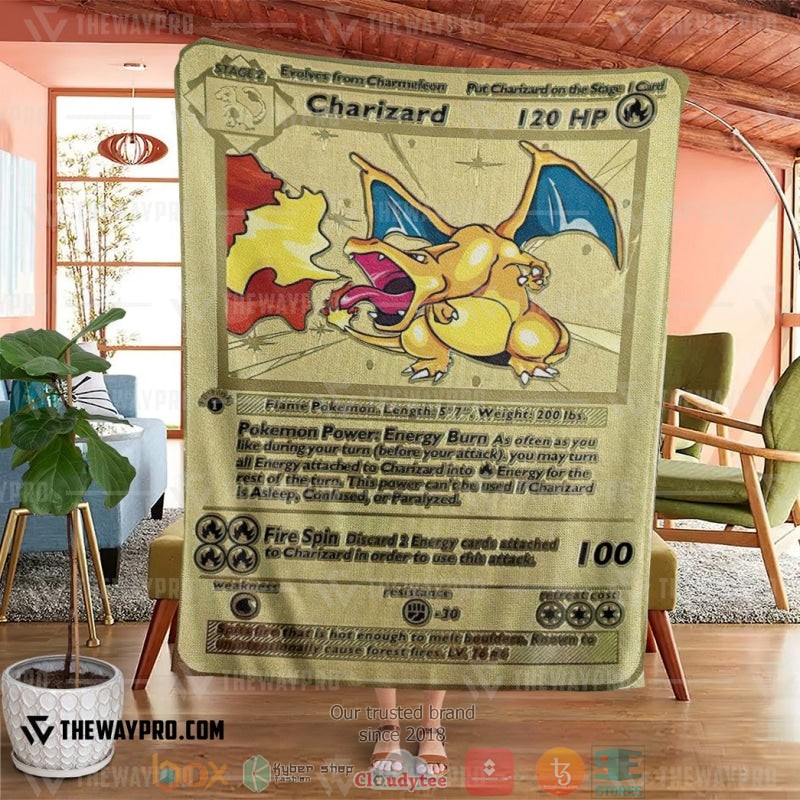 Anime_Pokemon_First_Edition_Charizard_Gold_Card_Soft_Blanket_1