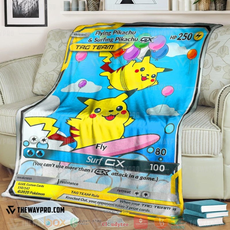 Anime_Pokemon_Flying__Surfing_Pikachu_Tag_Team_GX_Soft_Blanket