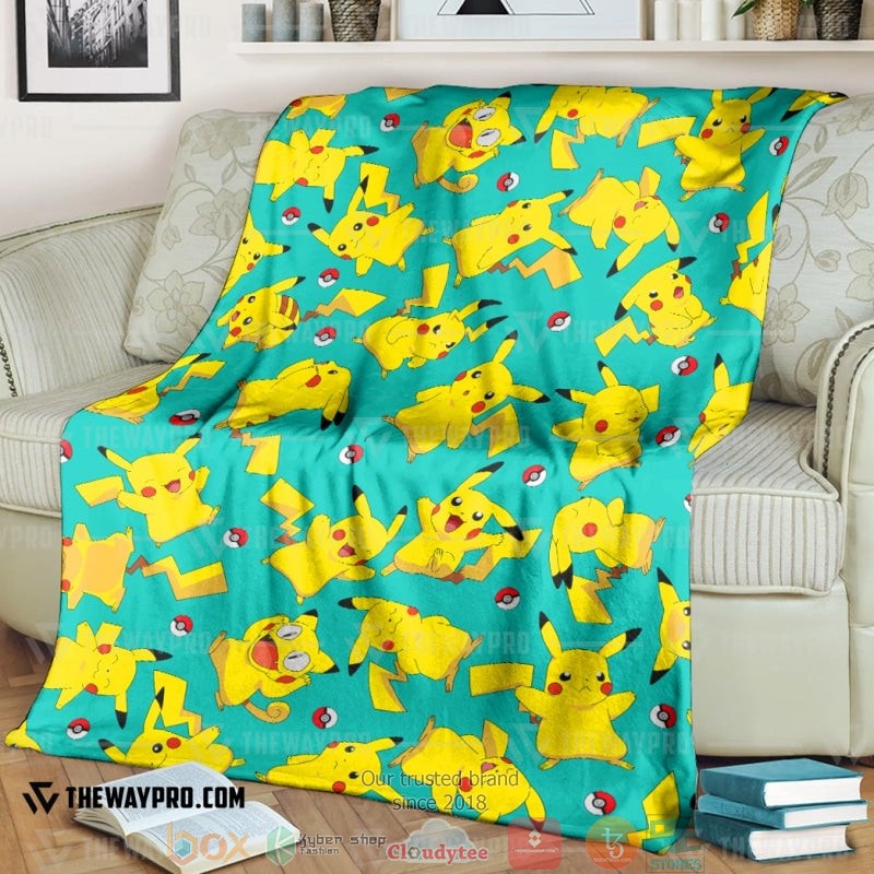 Anime_Pokemon_Pikachu_Seamless_Pattern_Soft_Blanket