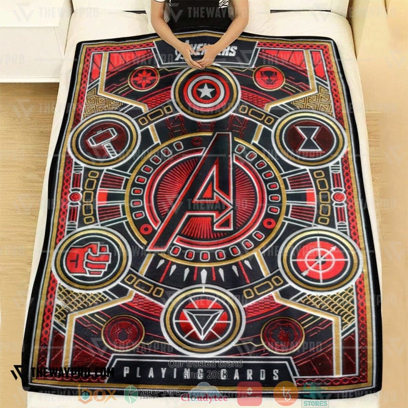 Avengers_Playing_Card_Red_Soft_Blanket_1