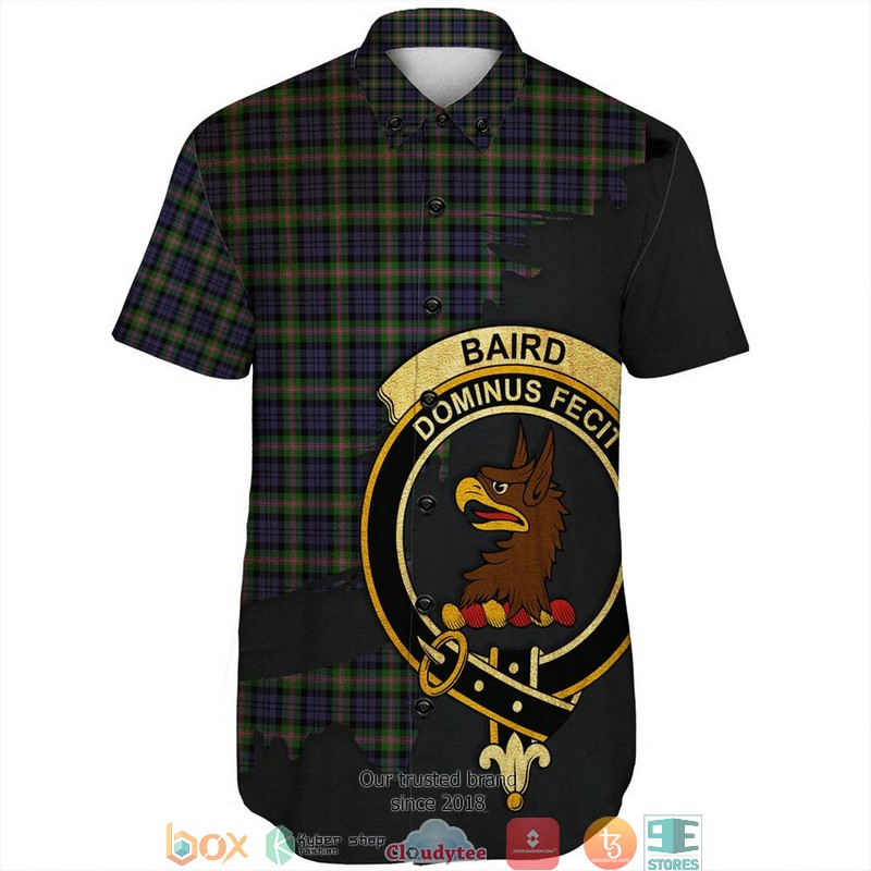Baird_Modern_Tartan_Crest_Personalized_Short_Sleeve_Hawaiian_Shirt_1
