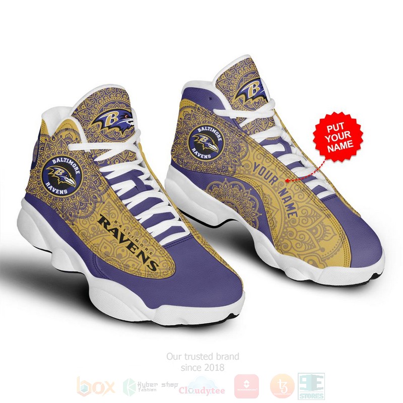 Baltimore_Ravens_Pattern_NFL_Custom_Name_Air_Jordan_13_Shoes