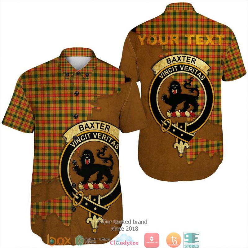 Baxter_Modern_Tartan_Crest_Personalized_Short_Sleeve_Hawaiian_Shirt