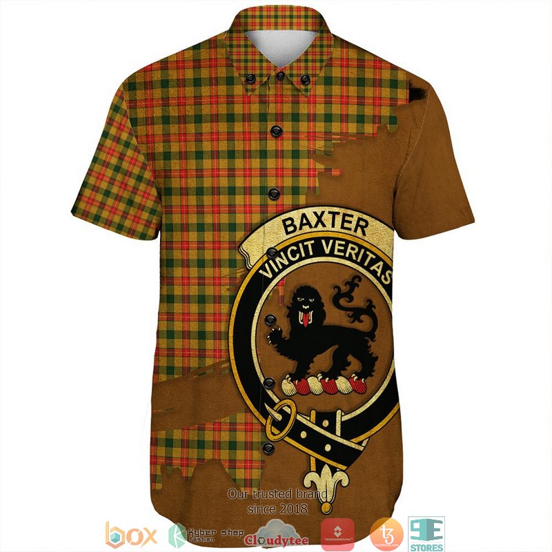Baxter_Modern_Tartan_Crest_Personalized_Short_Sleeve_Hawaiian_Shirt_1