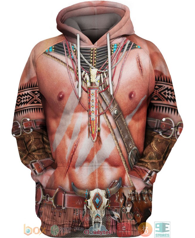 Bison_Skull_Warrior_Style_Native_Ameican_3D_Shirt_Hoodie