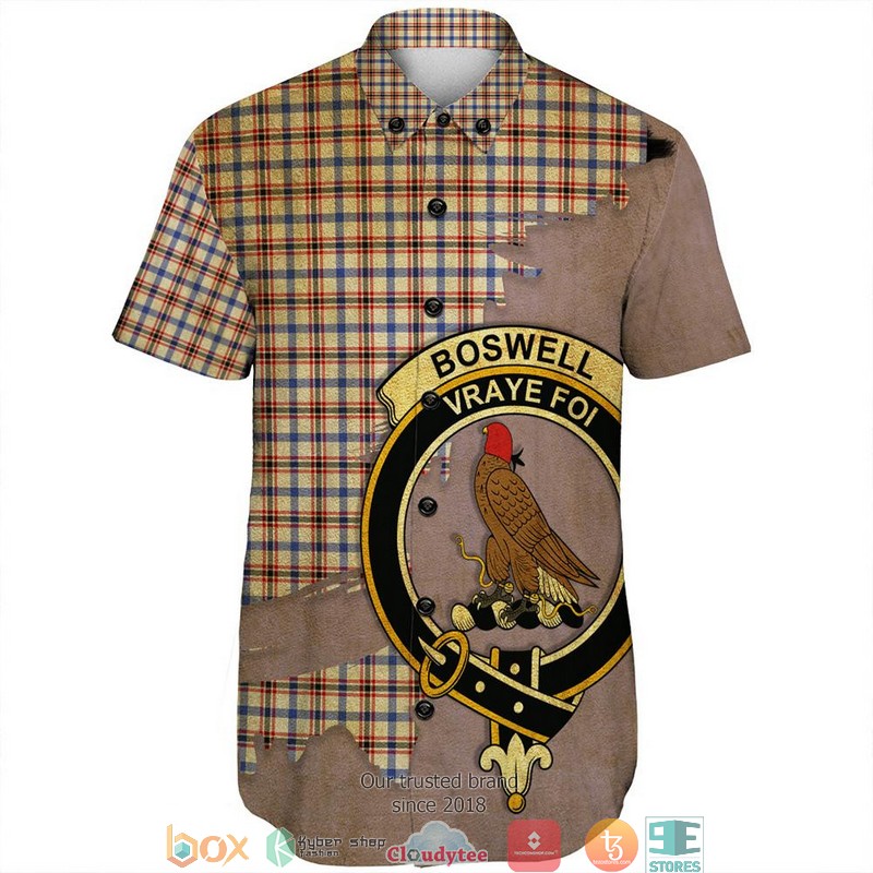 Boswell_Modern_Tartan_Crest_Personalized_Short_Sleeve_Hawaiian_Shirt_1