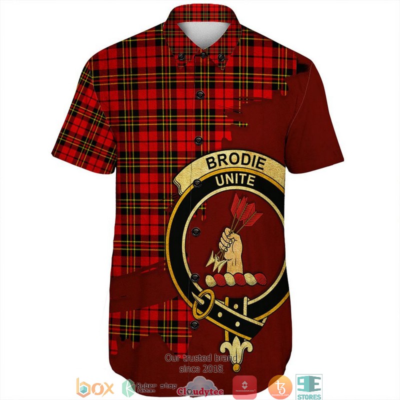 Brodie_Modern_Tartan_Crest_Personalized_Short_Sleeve_Hawaiian_Shirt_1