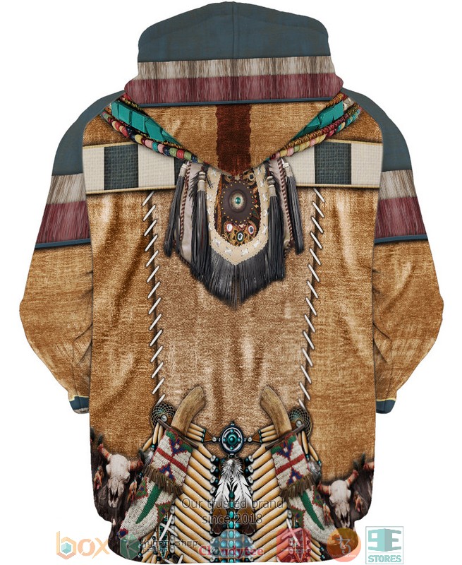 Brown_Pattern_Warrior_Style_Native_American_3D_Shirt_Hoodie_1