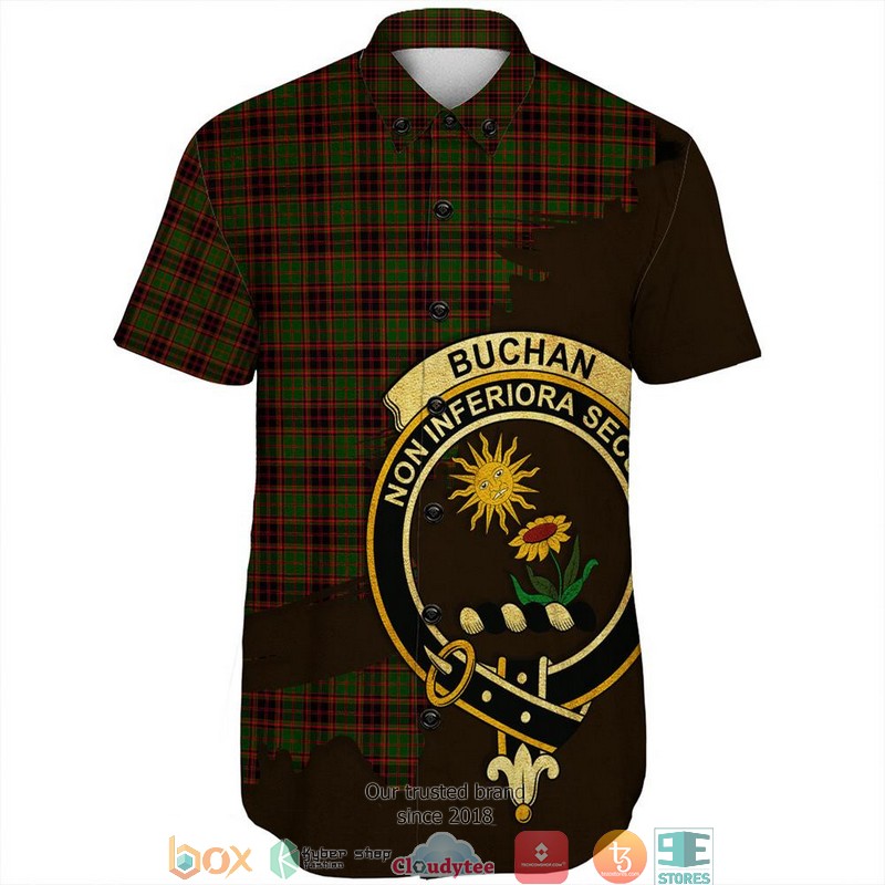 Buchan_Modern_Tartan_Crest_Personalized_Short_Sleeve_Hawaiian_Shirt_1