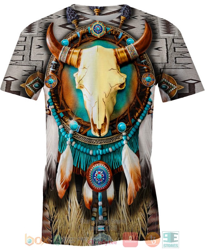 Buffalo_Skull_Native_pattern_3D_Shirt_Hoodie_1