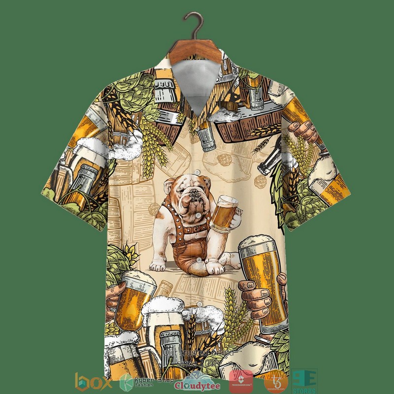 Bull_Dog_Drink_Beer_Short_Sleeve_Hawaiian_Shirt
