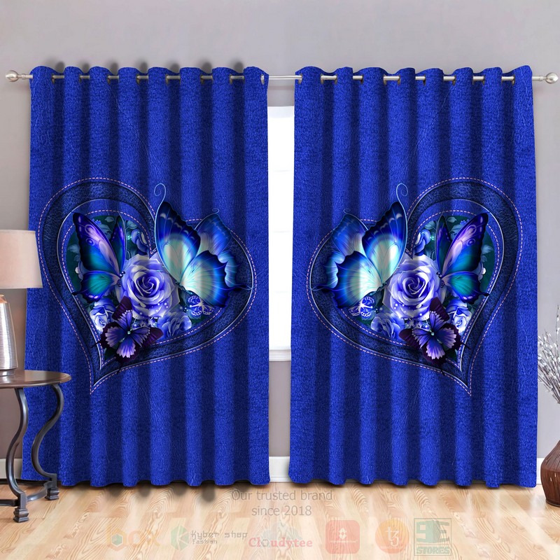 Butterfly-Flower_Heart_Blue_Curtain