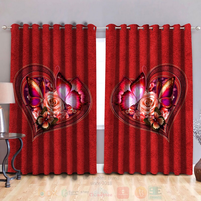 Butterfly-Flower_Heart_Red_Curtain