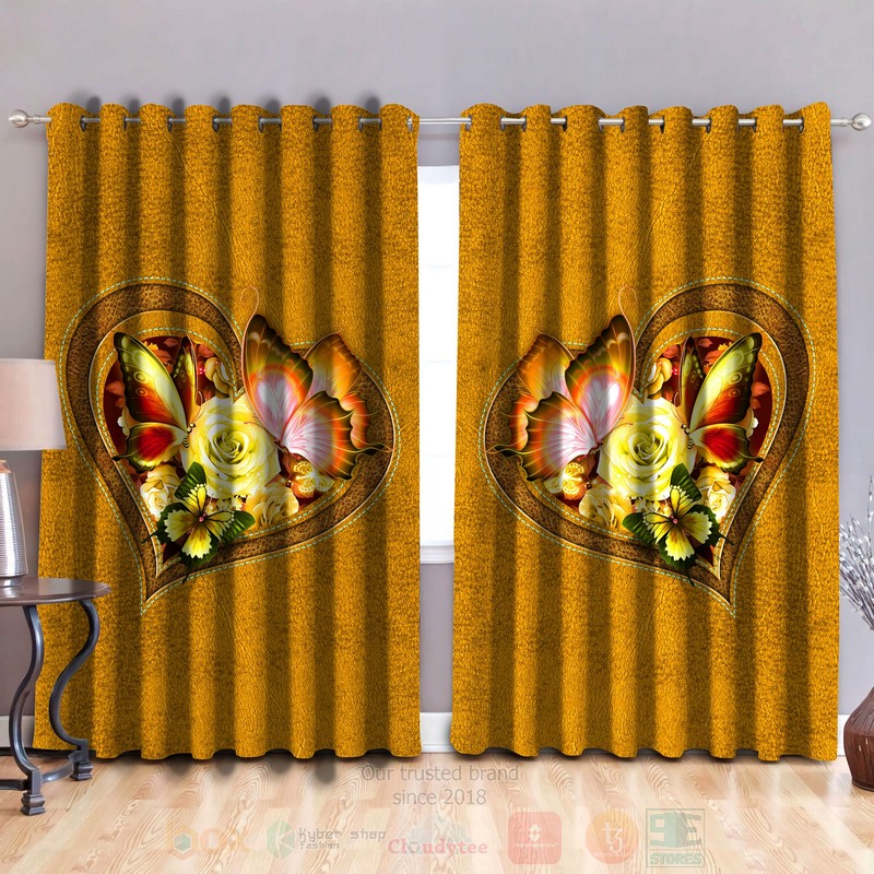 Butterfly-Flower_Heart_Yellow_Curtain