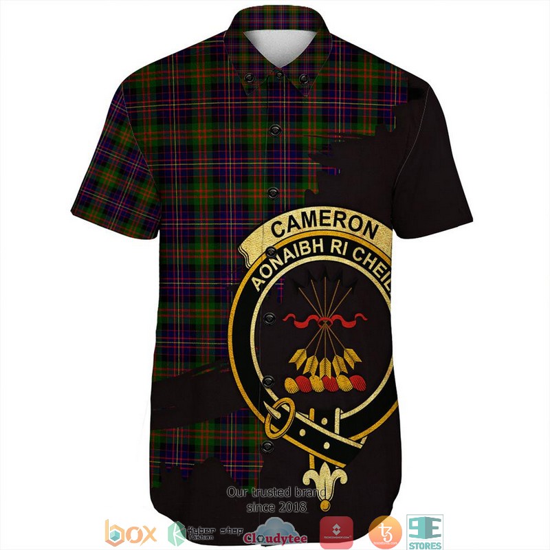 Cameron_of_Erracht_Modern_Tartan_Crest_Personalized_Short_Sleeve_Hawaiian_Shirt_1