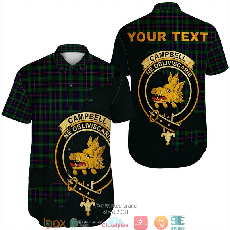 Campbell_of_Cawdor_Modern_Tartan_Crest_Personalized_Short_Sleeve_Hawaiian_Shirt
