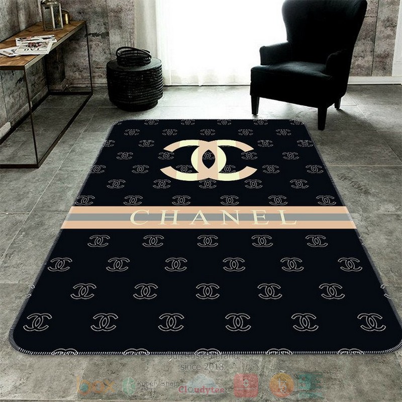 Chanel_brand_logo_black_pattern_rectangle_rug