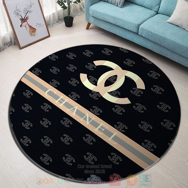 Chanel_brand_logo_black_pattern_round_rug