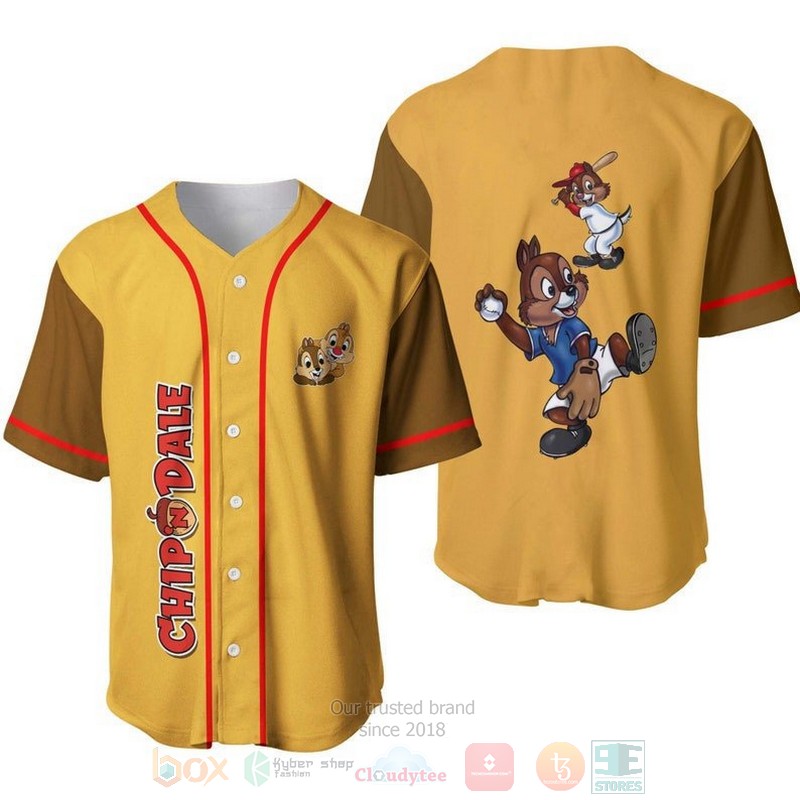 Chipmunks_Chip_n_Dale_All_Over_Print_Gold_Brown_Baseball_Jersey