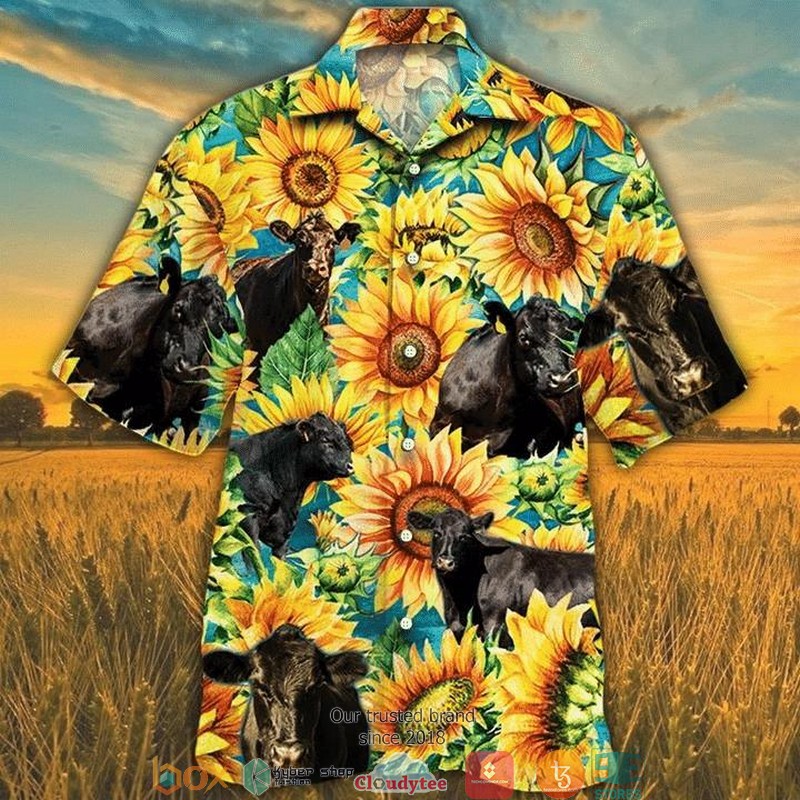 Cow_Sunflower_Short_Sleeve_Hawaiian_Shirt