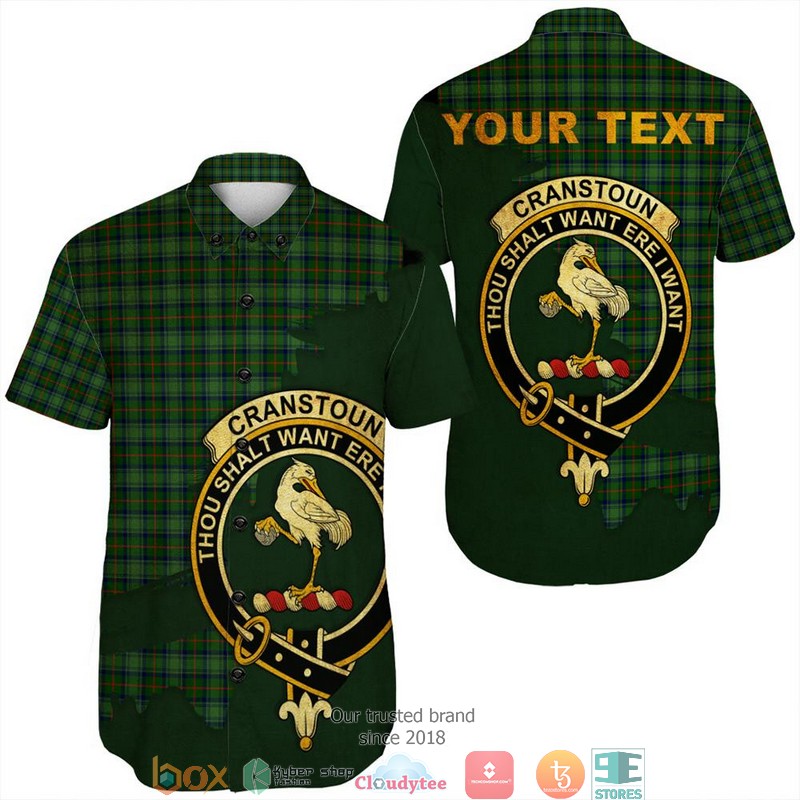 Cranstoun_Tartan_Crest_Personalized_Short_Sleeve_Hawaiian_Shirt