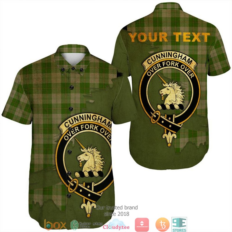 Cunningham_Dress_Green_Dancers_Tartan_Crest_Personalized_Short_Sleeve_Hawaiian_Shirt