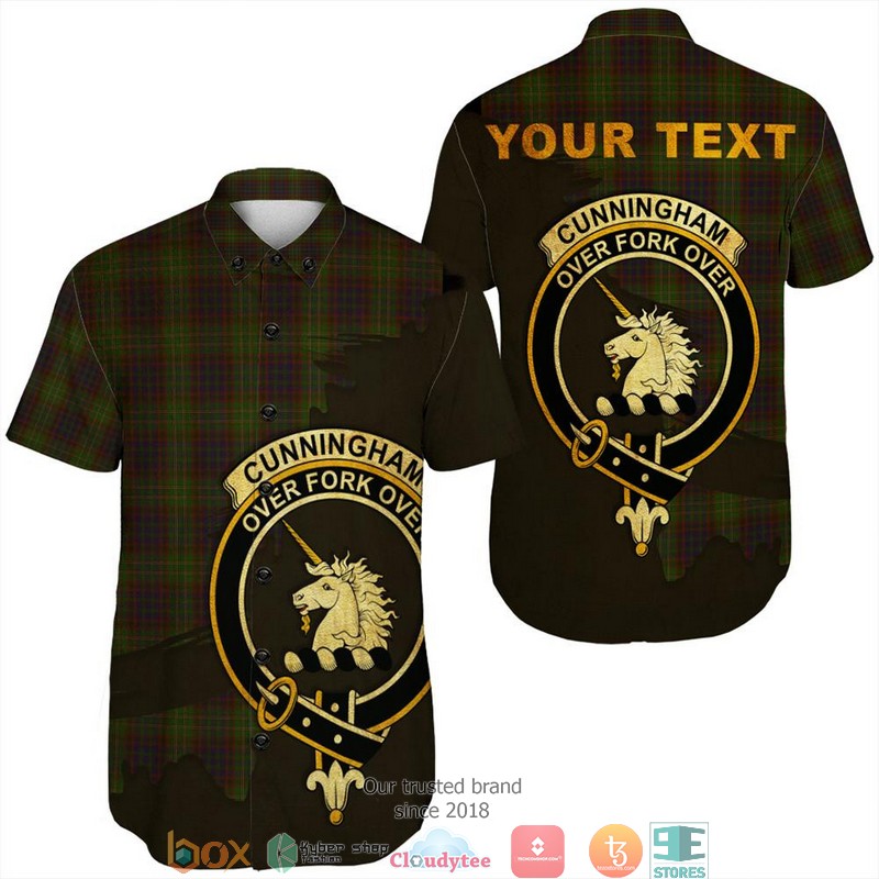 Cunningham_Hunting_Modern_Tartan_Crest_Personalized_Short_Sleeve_Hawaiian_Shirt