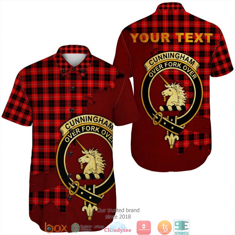 Cunningham_Modern_Tartan_Crest_Personalized_Short_Sleeve_Hawaiian_Shirt