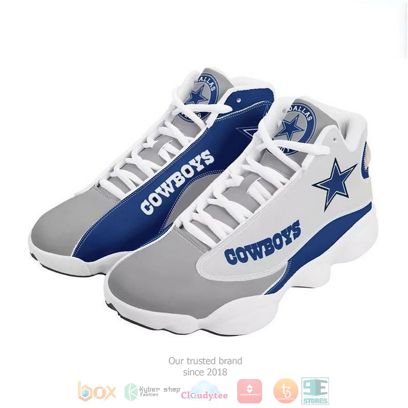 Dallas_Cowboys_Football_NFL_grey_blue_Air_Jordan_13_shoes