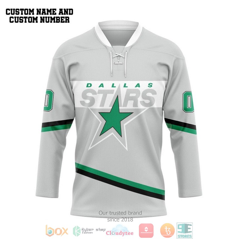 Dallas_Star_NHL_Custom_Name_and_Number_Grey_Hockey_Jersey_Shirt