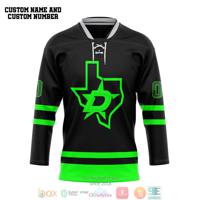 Dallas_Star_NHL_Custom_Name_and_Number_Neon_Green_Hockey_Jersey_Shirt