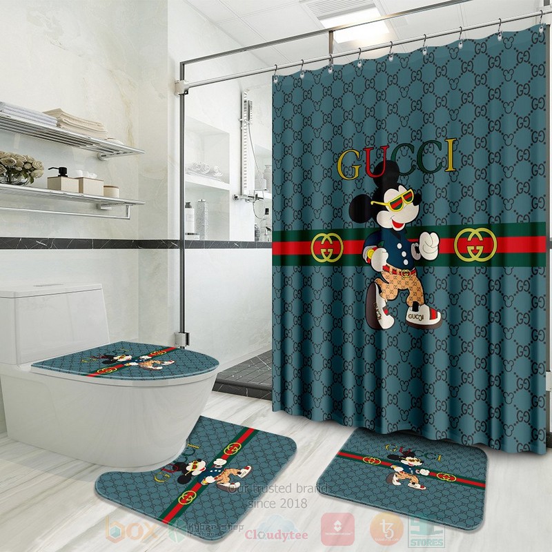 Disney_Mickey_Mouse_Cute_Gucci_Light_Blue_Inspired_Luxury_Shower_Curtain_Set
