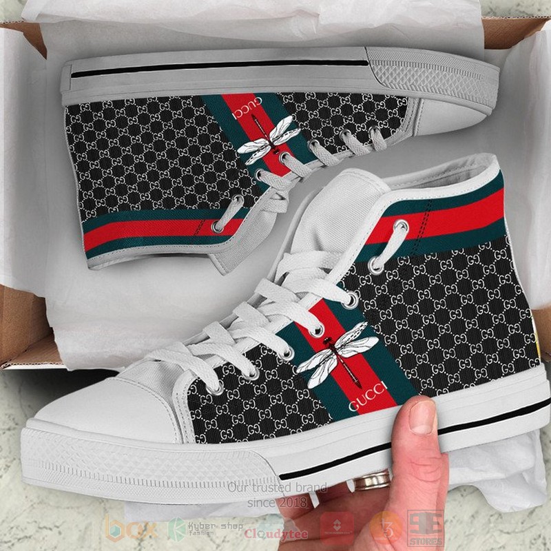 Dragonfly_Gucci_brand_black_pattern_canvas_high_top_shoes