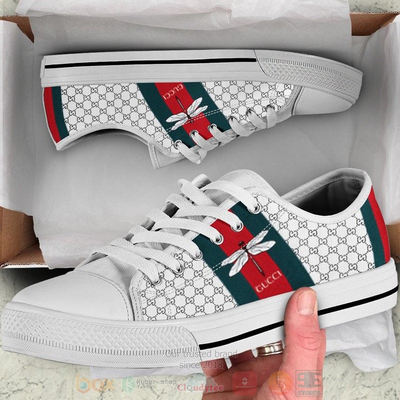 Dragonfly_Gucci_brand_white_pattern_canvas_low_top_shoes