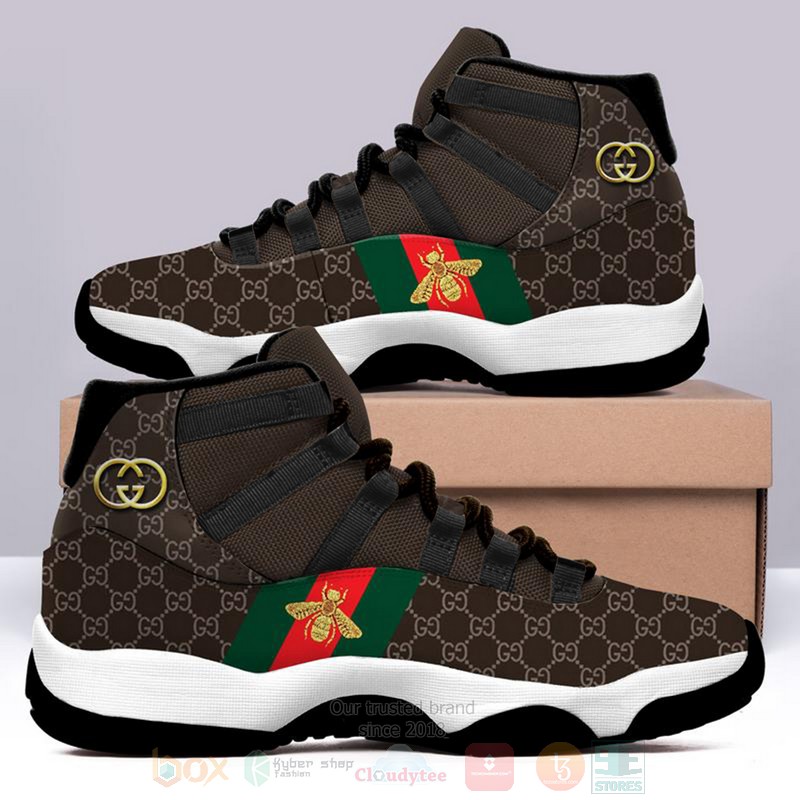 Gucci_Bee_Dark_Brown_Air_Jordan_11_Shoes