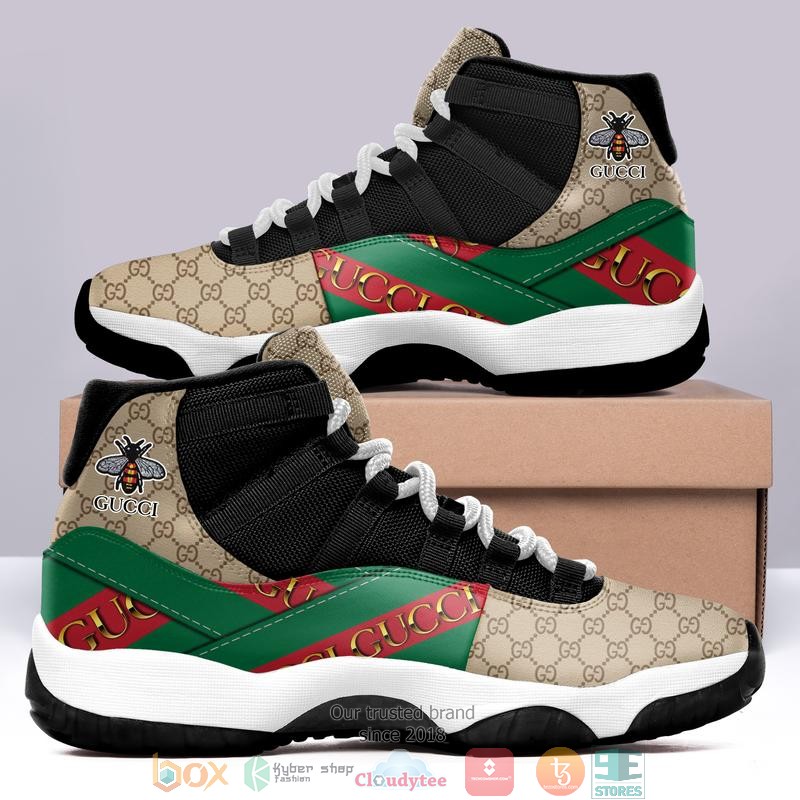 Gucci_Bee_hive_pattern_brown_Air_Jordan_11_Sneaker_Shoes