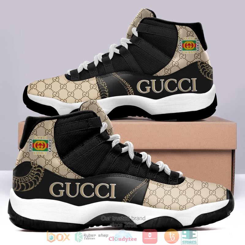 Gucci_Black_light_brown_Air_Jordan_11_Sneaker_Shoes
