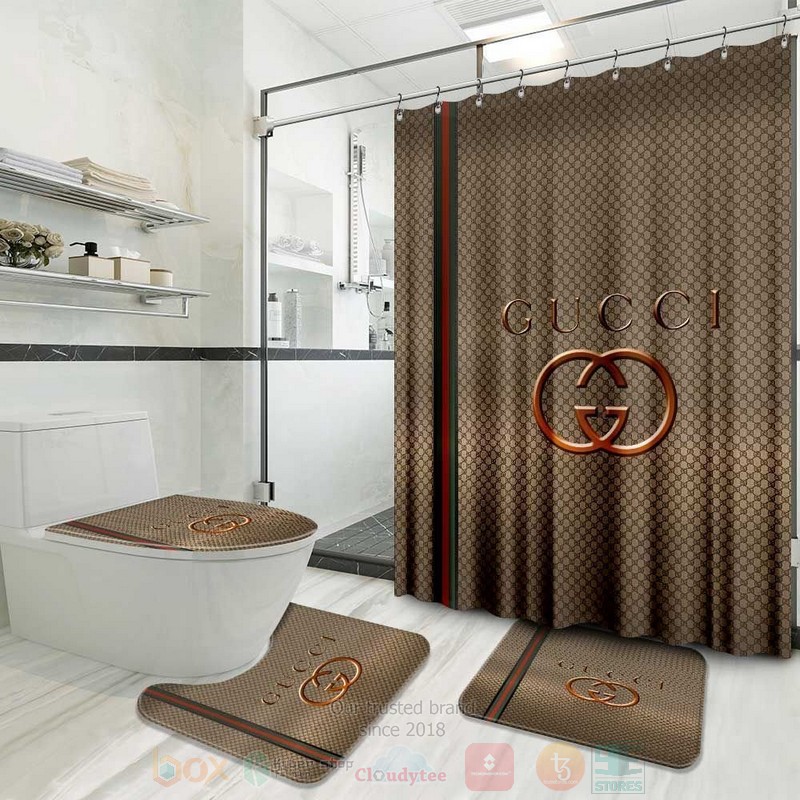 Gucci_Brown_Pattern_Inspired_Luxury_Shower_Curtain_Set