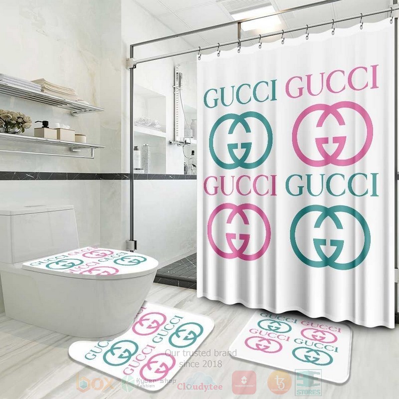 Gucci_Color_Logo_White_Inspired_Luxury_Shower_Curtain_Set