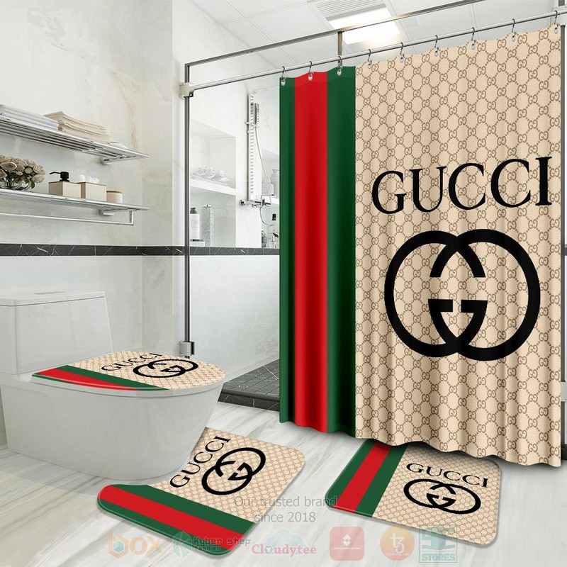 Gucci_Cream_Striped_Pattern_Inspired_Luxury_Shower_Curtain_Set